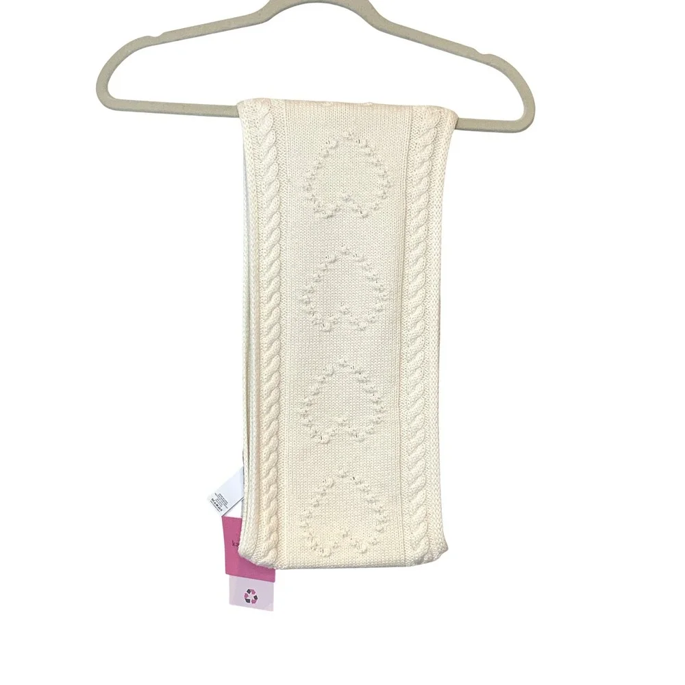 Kate Spade New York Ivory Cable Knit‎ Heart Scarf NWT